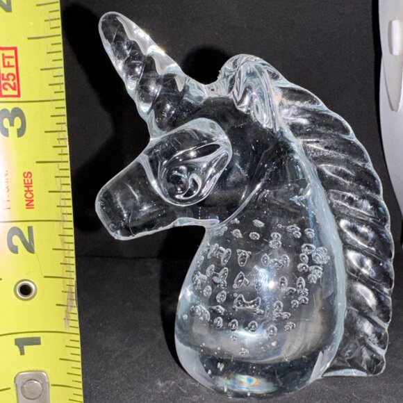 Vtg Blown Art Crystal Glass Unicorn control Bubbles Paperweight Sculpture - 1505 - Picture 9 of 9